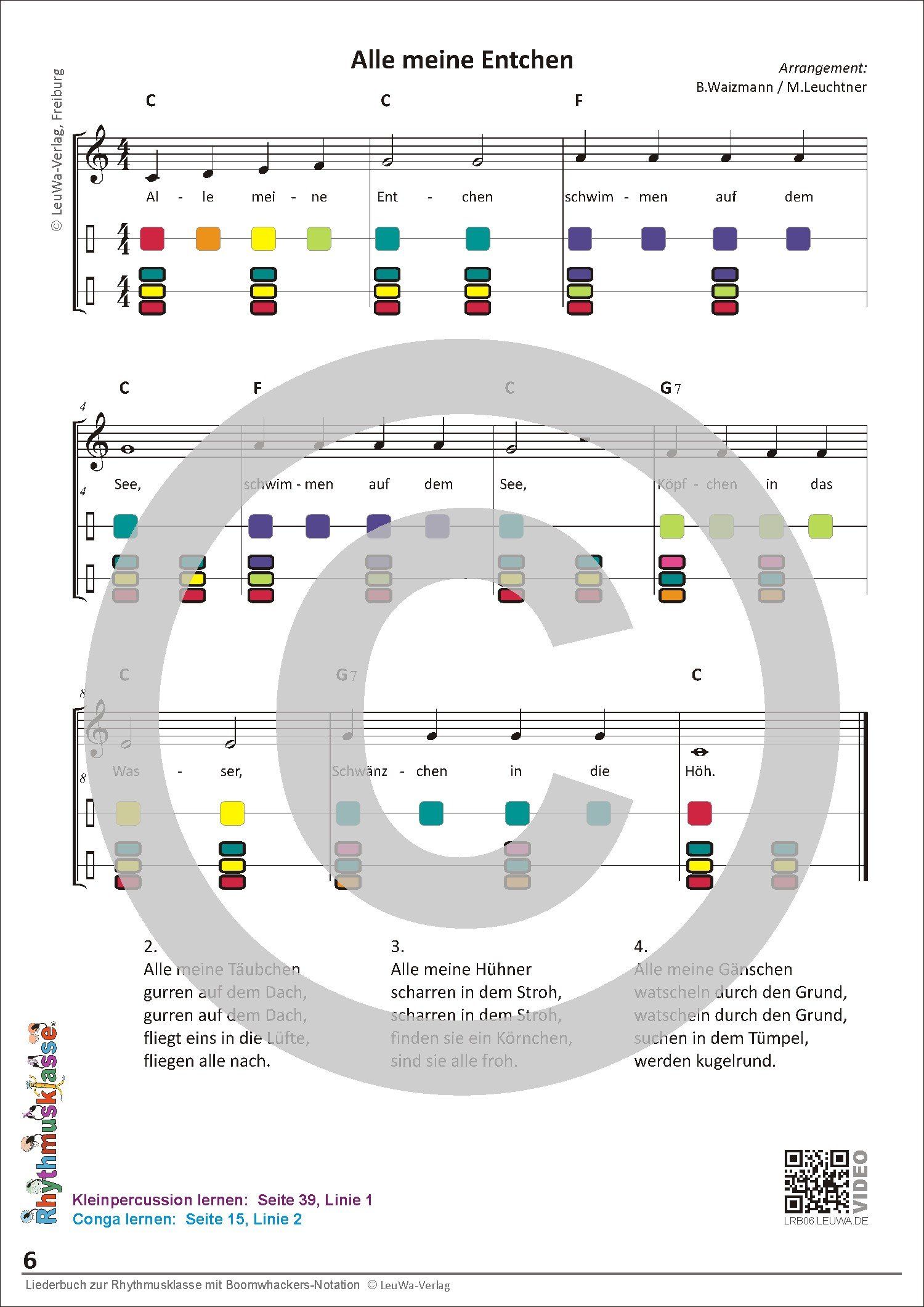 Liederbuch zur Rhythmusklasse mit Boomwhackers Notation | Klassenmusizieren in der Grundschule | 
 musizieren mit Kinder