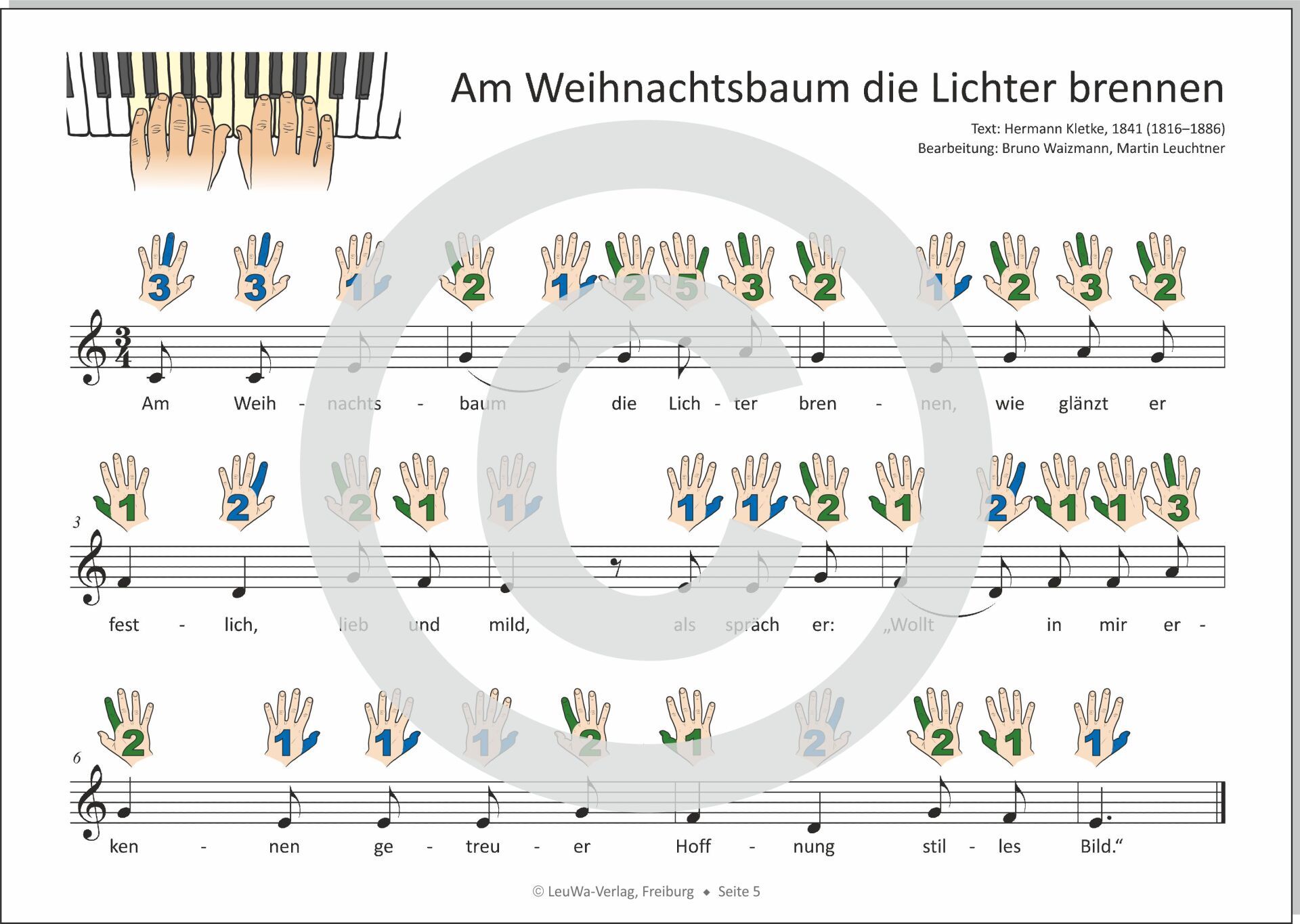 Noten mit Bildsymbolen für Klavier und Keyboard ohne Notenkenntnisse spielbar  | Am Weihnachtsbaum die Lichter brennen