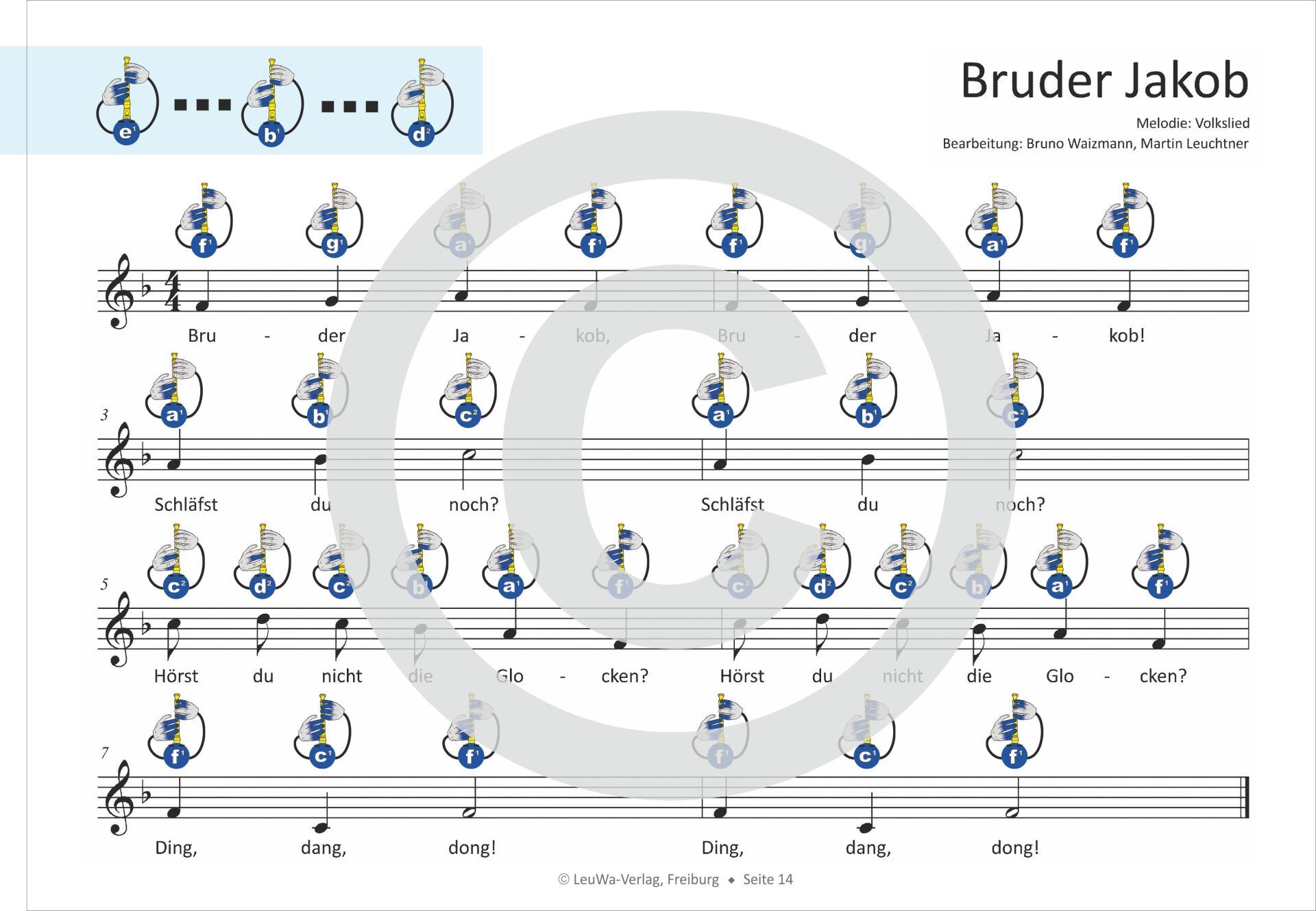 Noten mit Bildsymbolen für Blockflöte ohne Notenkenntnisse spielbar | Kinderlieder | Bruder Jakob