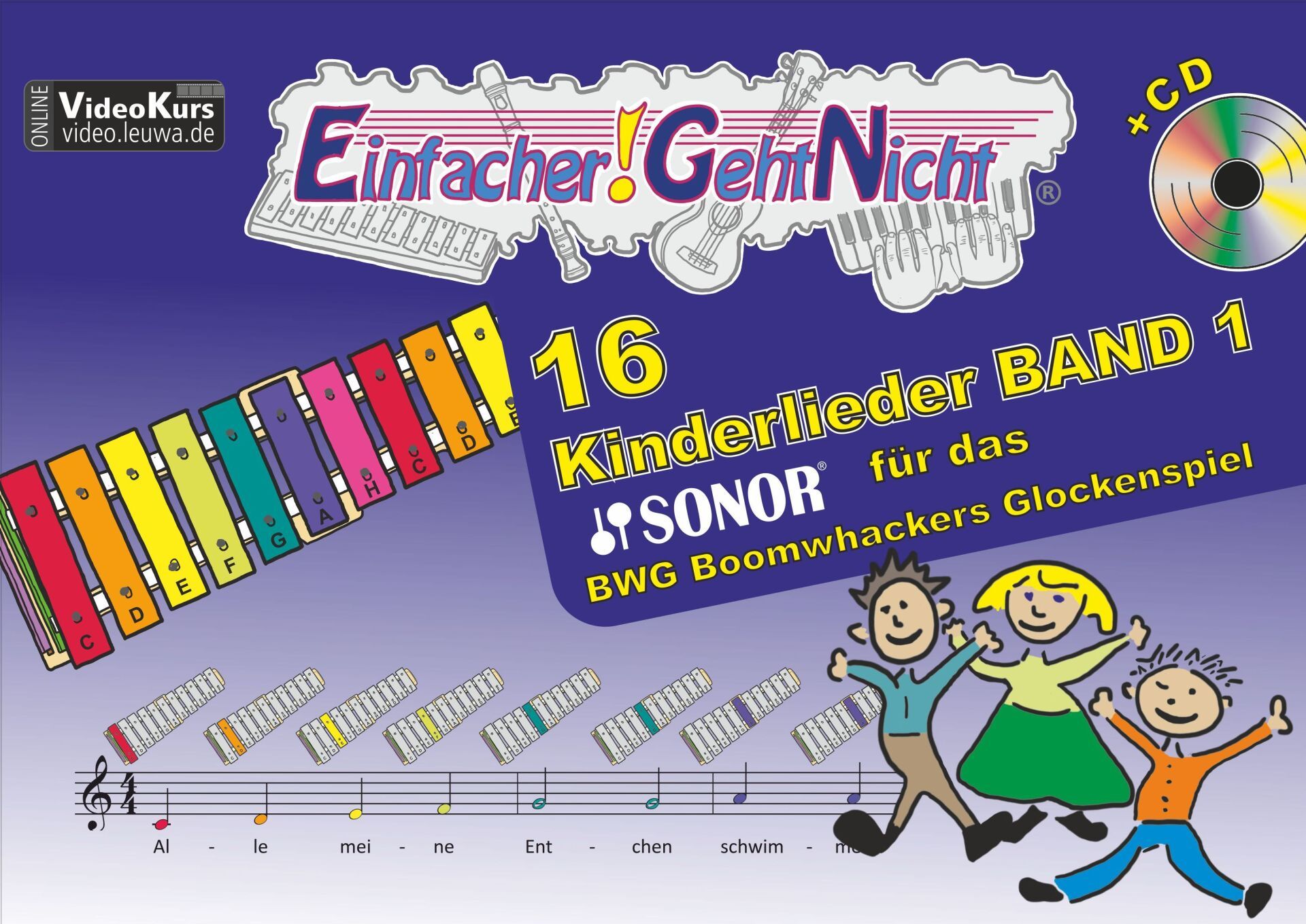 16 Kinderlieder für das BWG-Glockenspiel | bunte Noten mit Symbolen | ohne Notenkennnisse spielbar | Einfacher Geht Nicht