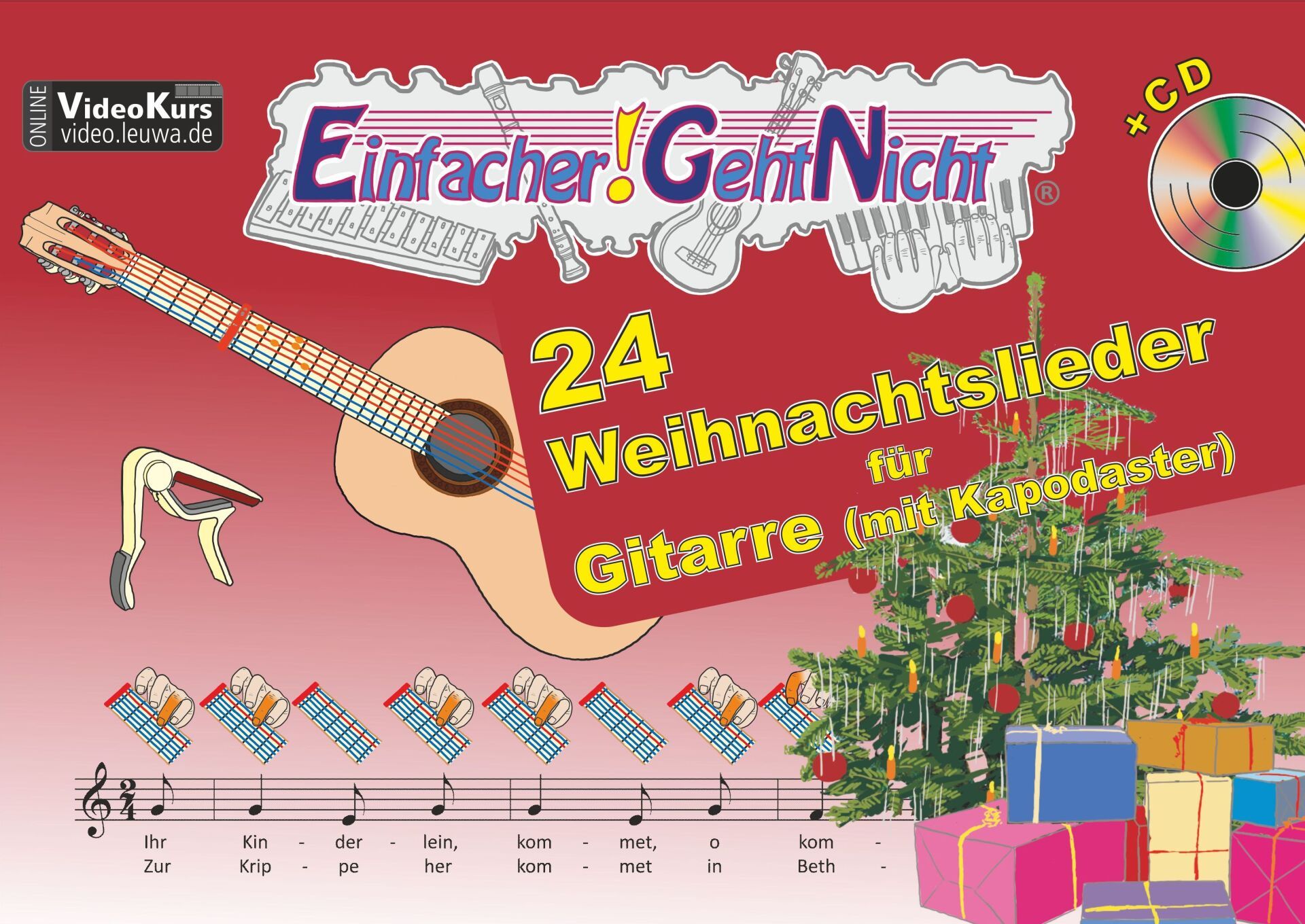 Einfache Weihnachtslieder für Gitarre | ohne Notenkenntnisse für Kinder und Erwachsene