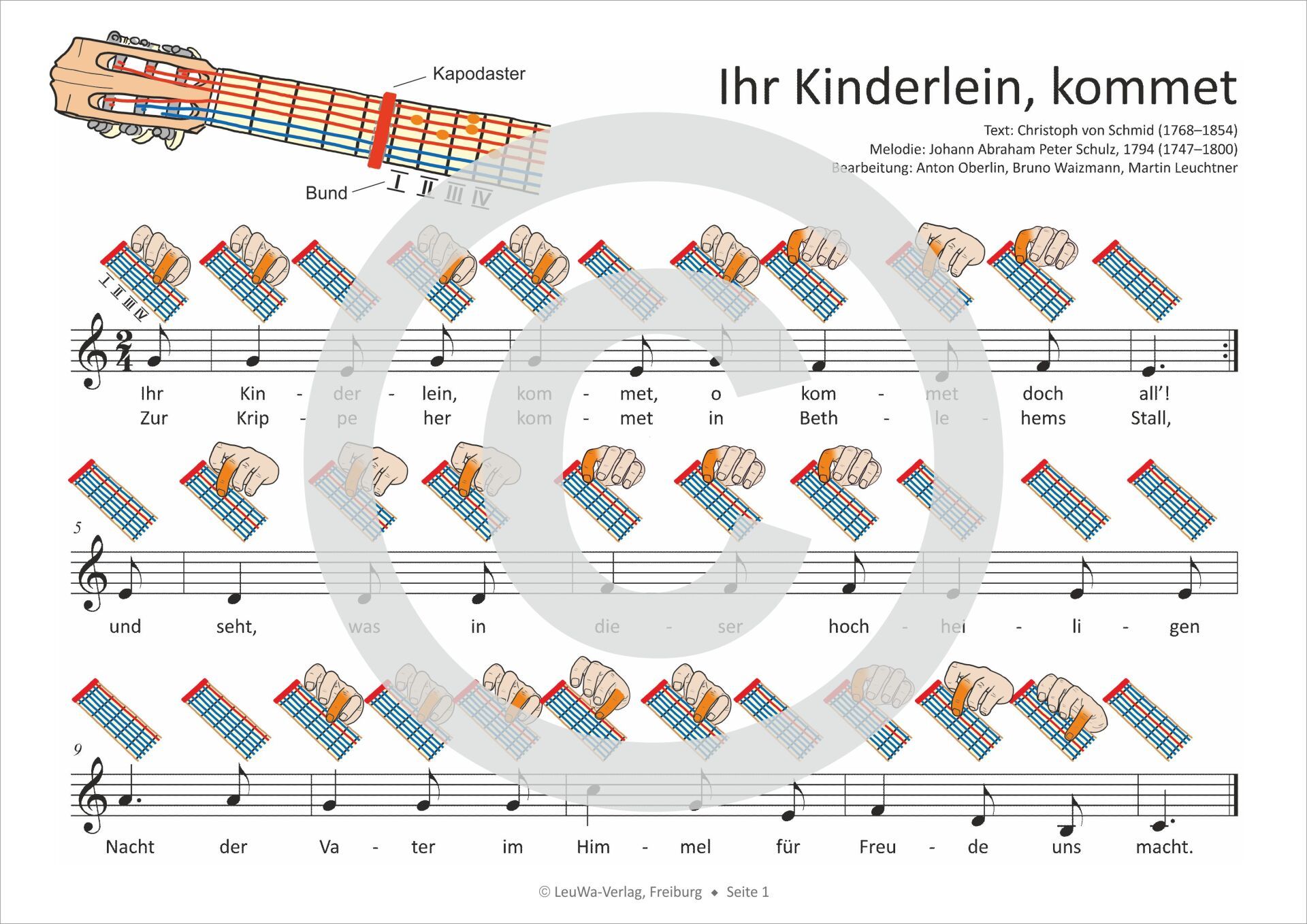 Gitarre lernen und spielen ohne Notenkenntnisse mit Bildsymbolen | Einfache Lieder | Ihr Kinderlein kommet | Weihnachtslied