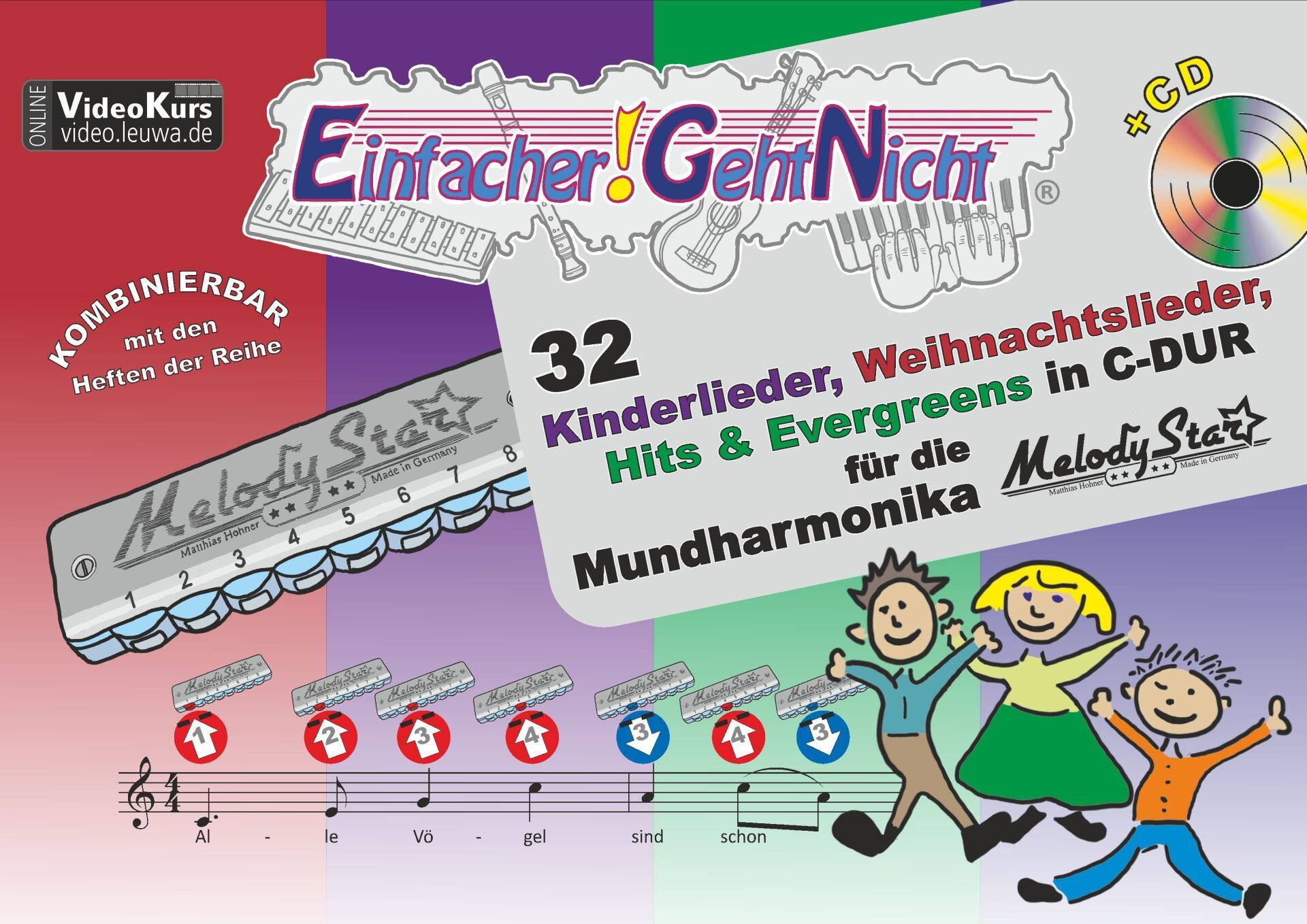Kinderlieder, Weihnachtslieder, Evergreens für Melody Star Mundharmonika | ohne Notenkenntnisse mit Symbolen spielbar