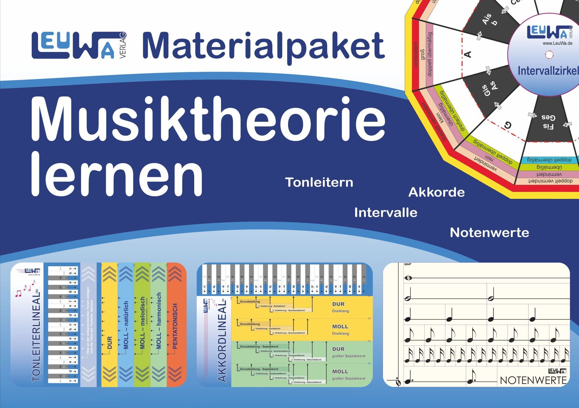 Musiktheorie lernen |im Selbststudium Tonleitern | Akkorde | Intervalle | Notenwerte | Tonleiterlineal | Intervall Zirkel