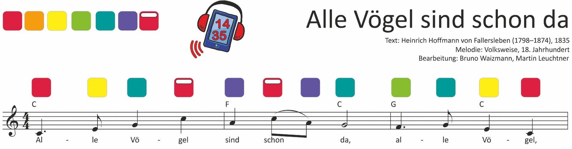 Alle Vögel sind schon da - Noten für Boomwhackers und Soundbellows