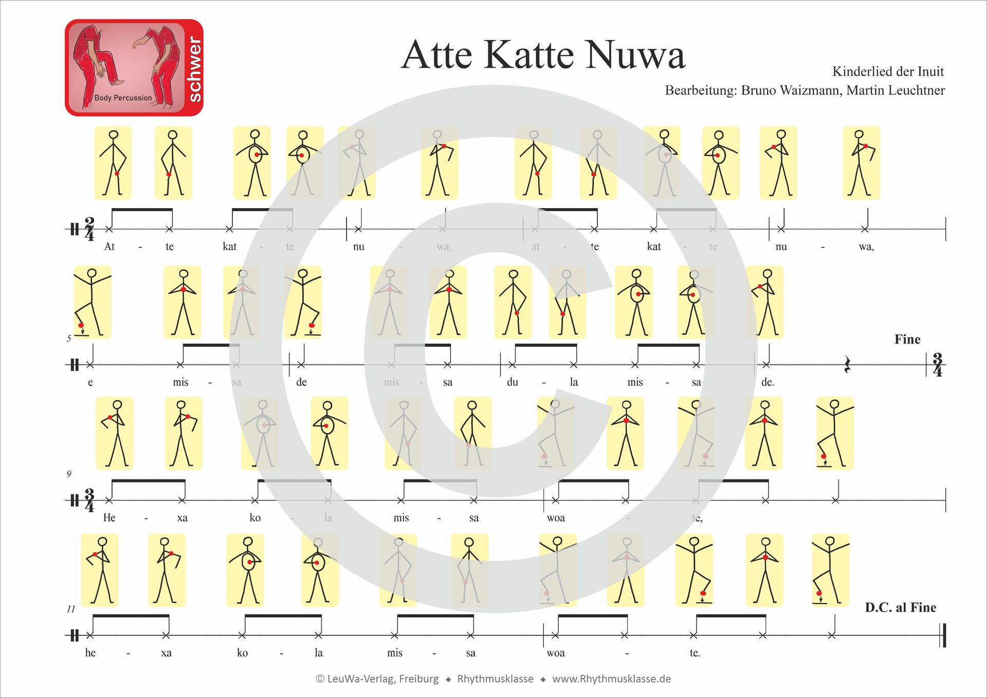 Atte Katte Nuwa mit Body Percussion Rhythmus Text und Bildsymbolen | Kinderlieder | Trommeln mit Kindern | Klassenmusizieren
