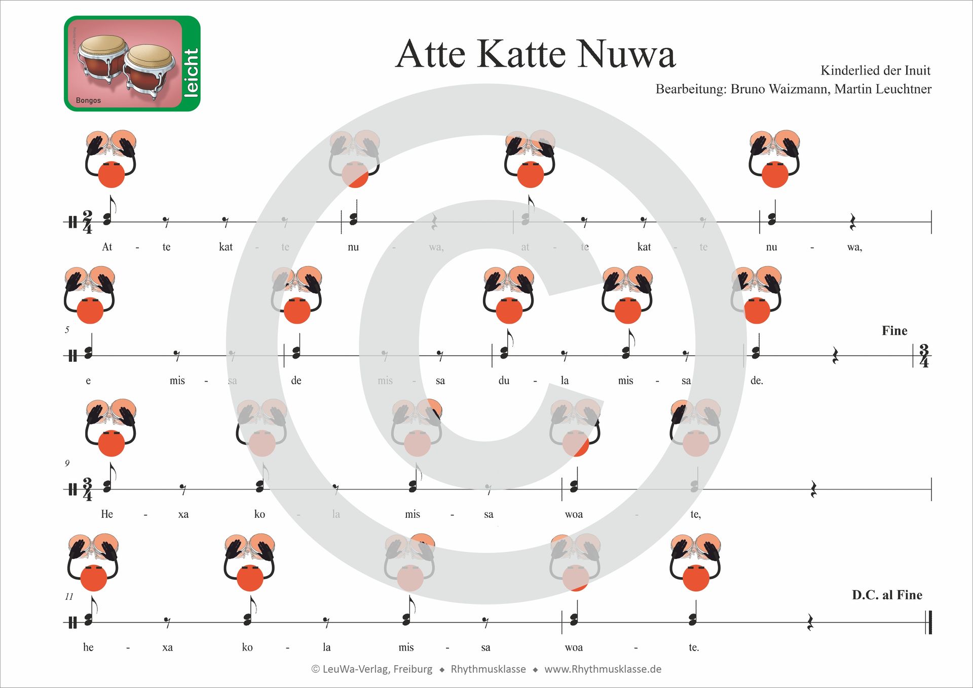 Atte Katte Nuwa mit Claves Rhythmus Text und Bildsymbolen | Kinderlieder | Trommeln mit Kindern | Klassenmusizieren