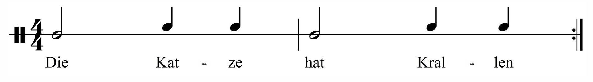 Bongo Rhythmus mit Klopfi Bildsymbol und Sprechsilben | Viertel Note, halbe Note