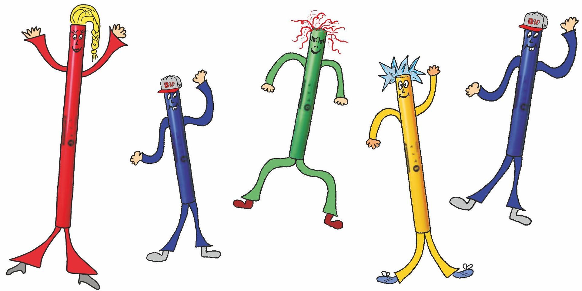 tanzende, hüpfende und lachende Boomwhackers