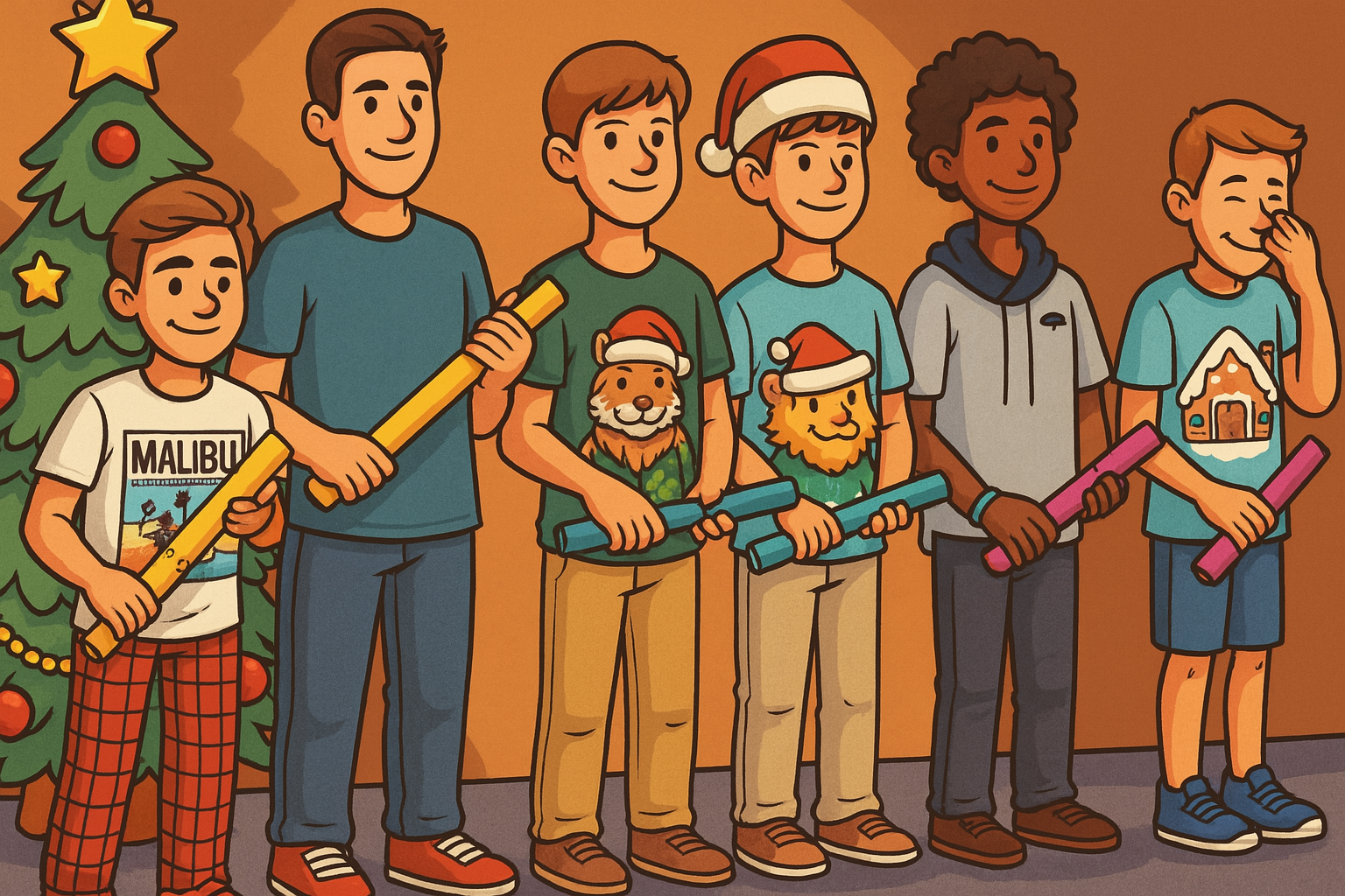 Cartoon: Kinder musizieren mit Boomwhackers® an Weihnachten