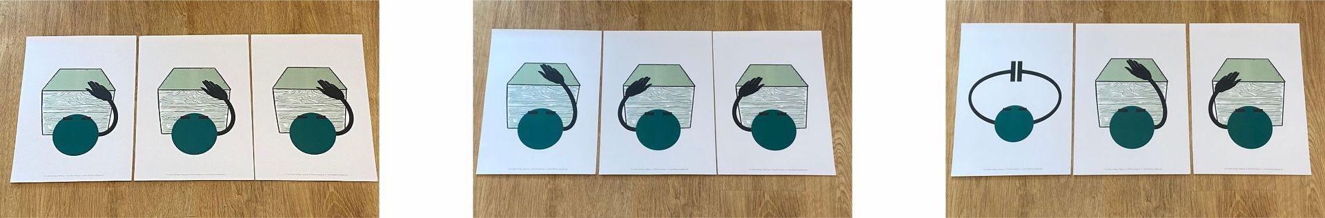 Cajón lernen Cajón Symbolkarten | drei Klopfis | Cajón Grundschläge