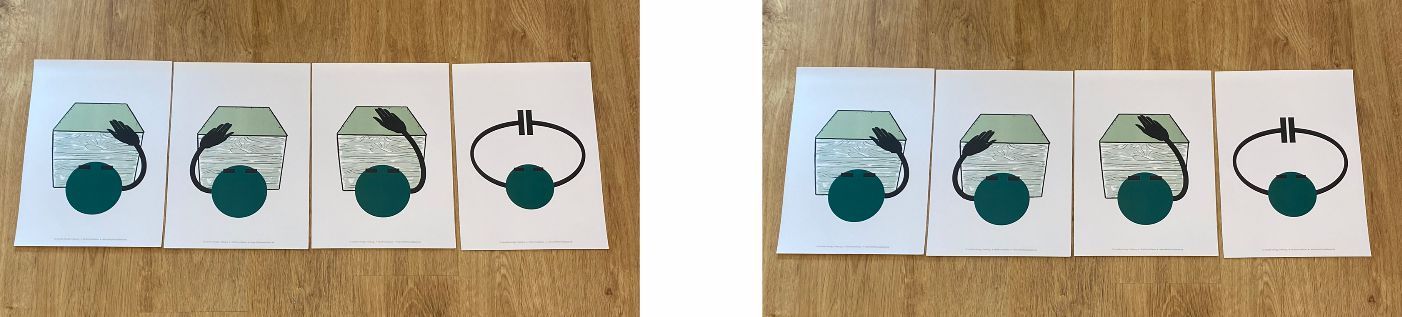 Cajón lernen, Grundschläge Cajón Symbolkarten | vier Klopfis | Cajón Anschlagsarten | Rhythmusklasse Symbolkarten