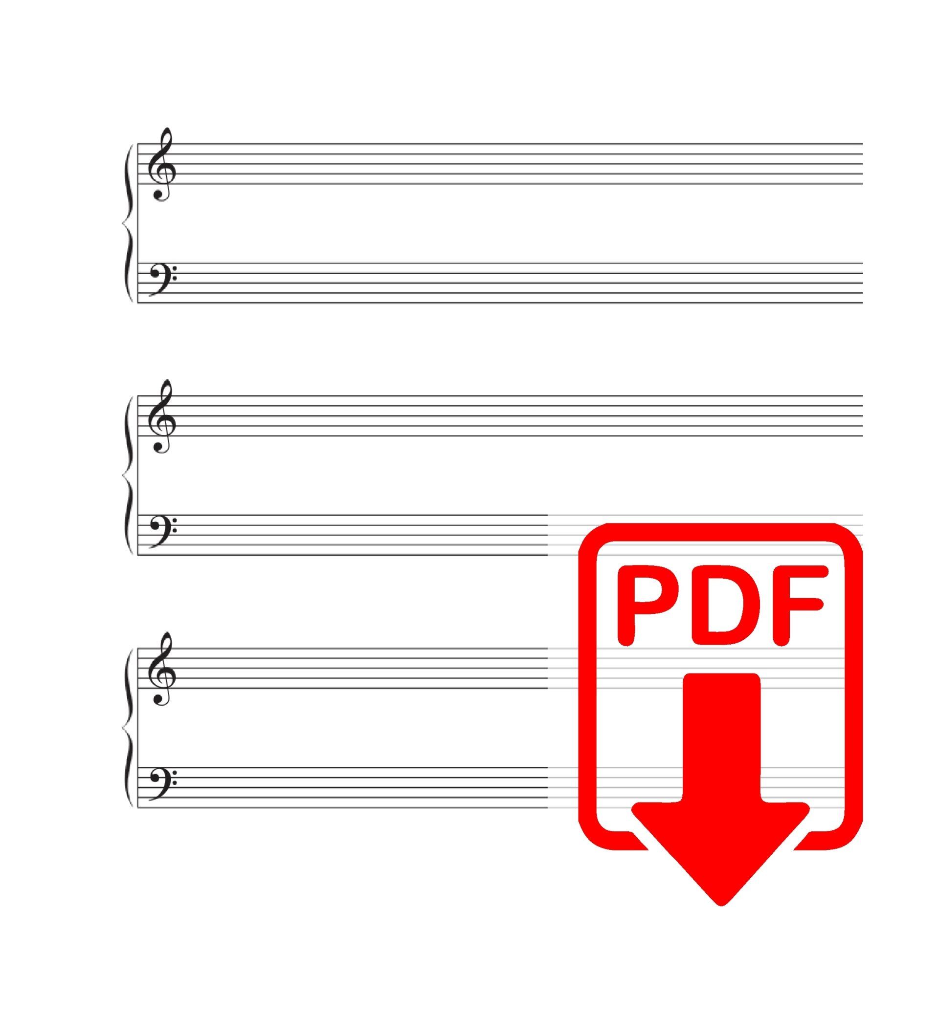 Klavier - Notenpapier Normale Lineatur - leer kostenloser Download