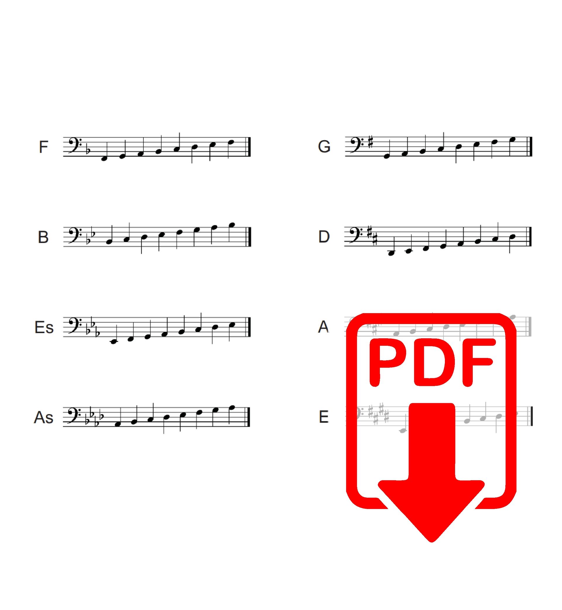 DUR-Tonleitern im Bass schlüssel kostenlos PDF Download