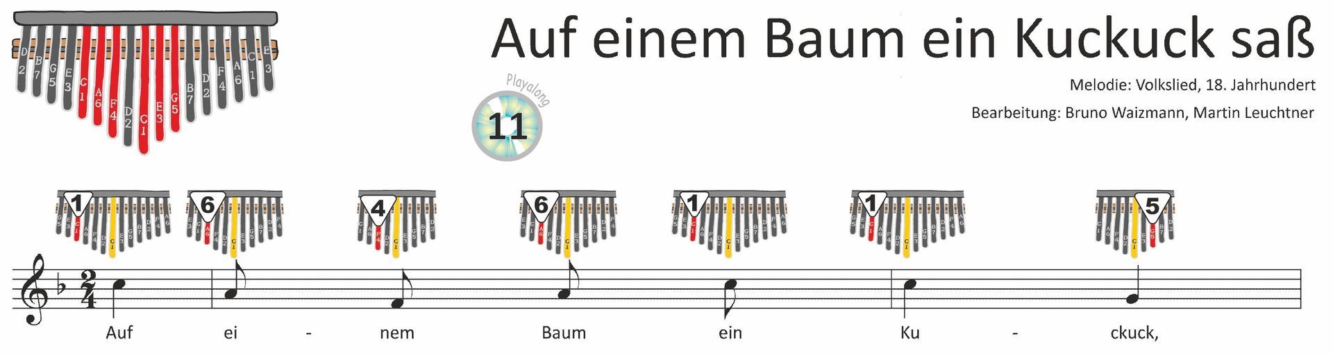 LeuWa-Noten mit Grafik Noten mit Symbolen zum Spielen auf der Kalimba ohne Notenkenntnisse
