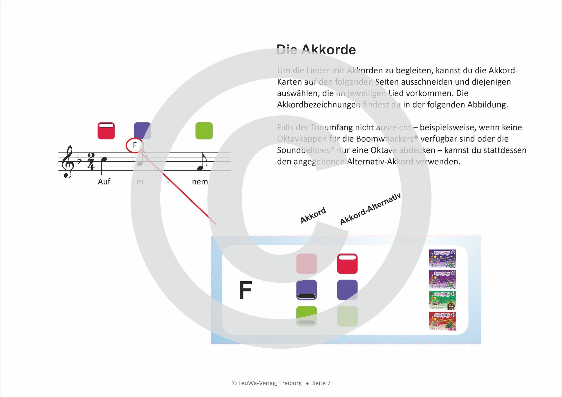 Akkorde zur Liedbegleitung mit den Soundbellows® oder Boomwhackers®