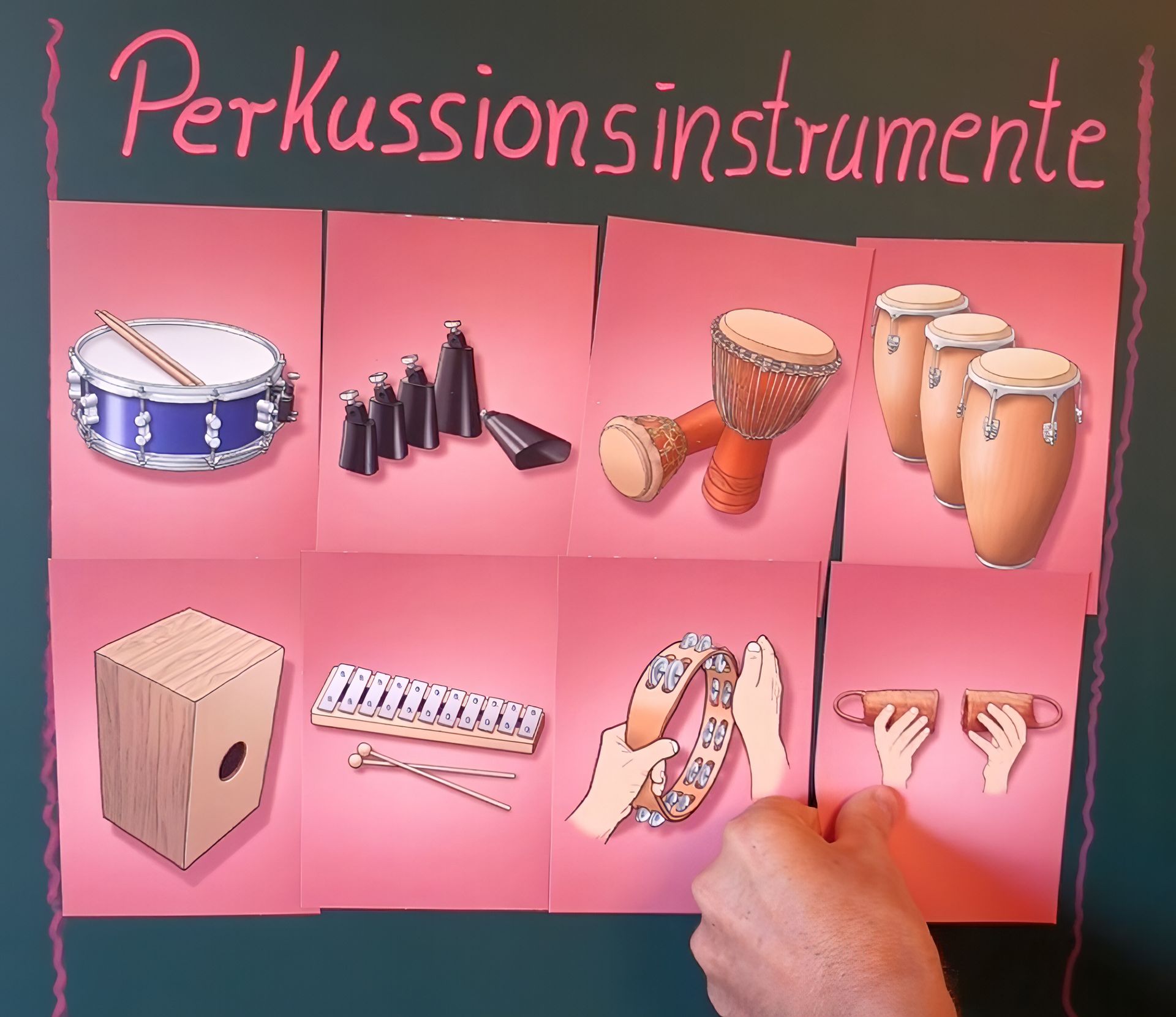 Musikinstrumente auf Bildkarten für den Unterricht in der Schule und Grundschule