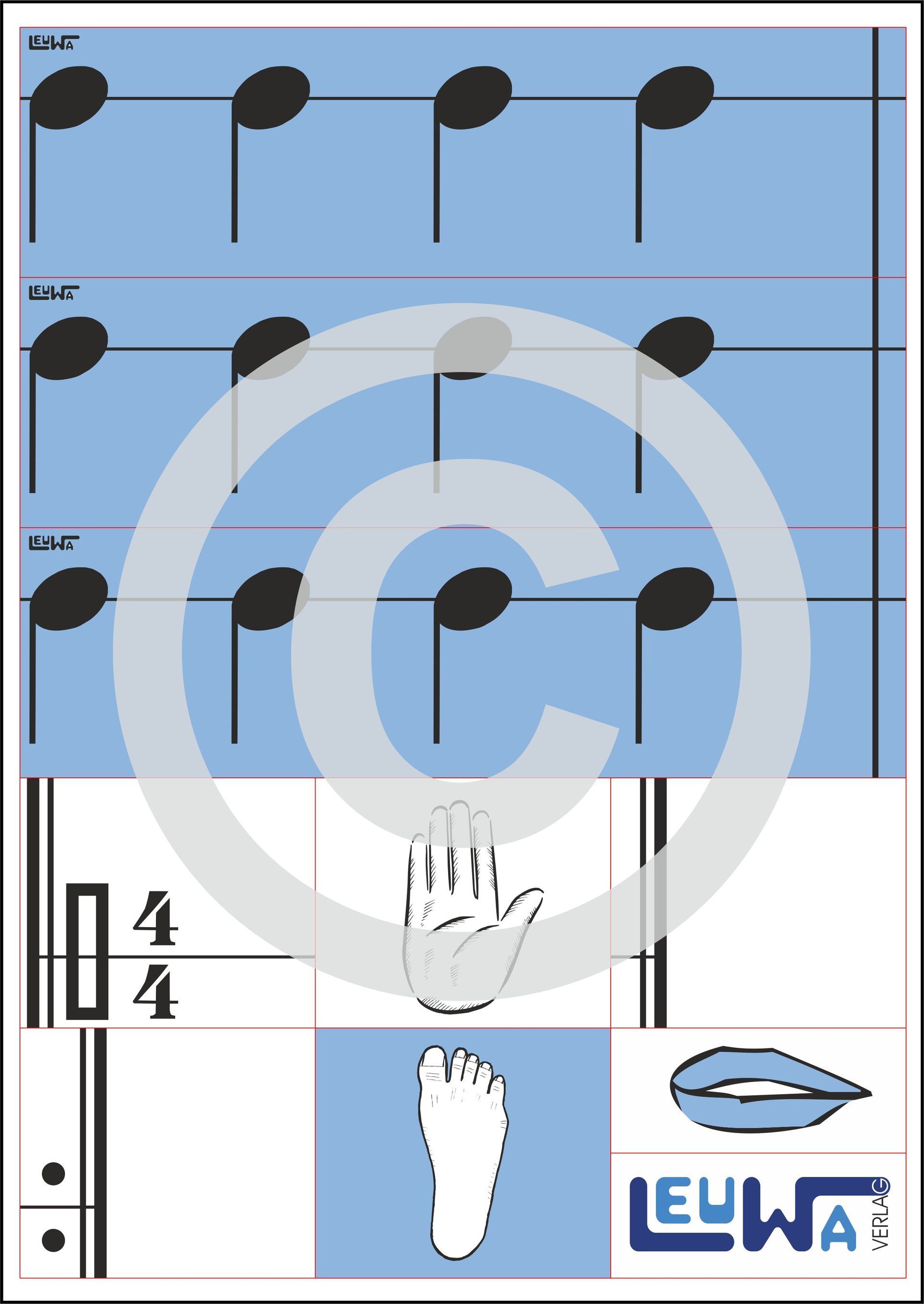 Rhythmus mit Hand und Fuß | Notenwerte auf Magnetkarten für die Tafel | Notenwerte und Rhythmus lernen
