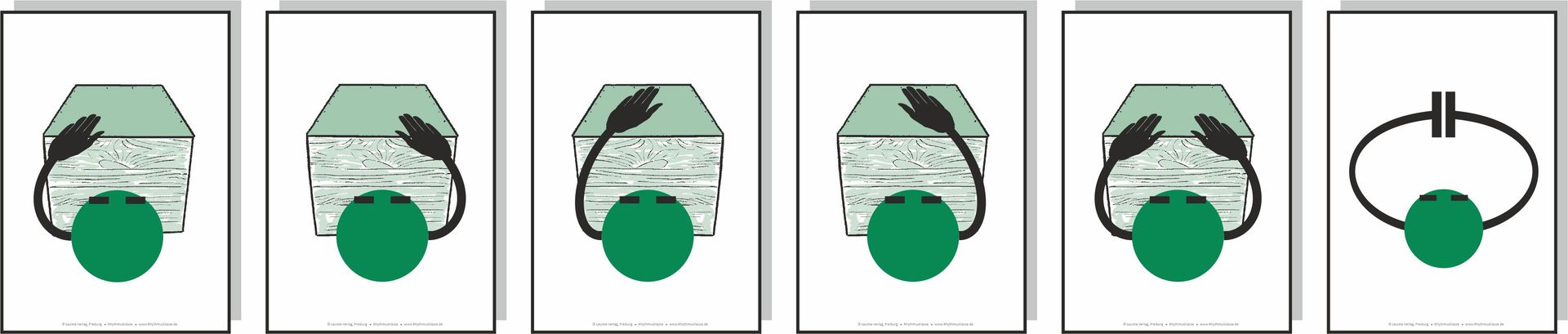Bildsymbole für die Cajón | Rhythmusklasse Bildsymbole mit den Grundschlägen zum Spielen auf einer Cajon | Einführung im Musikunterricht