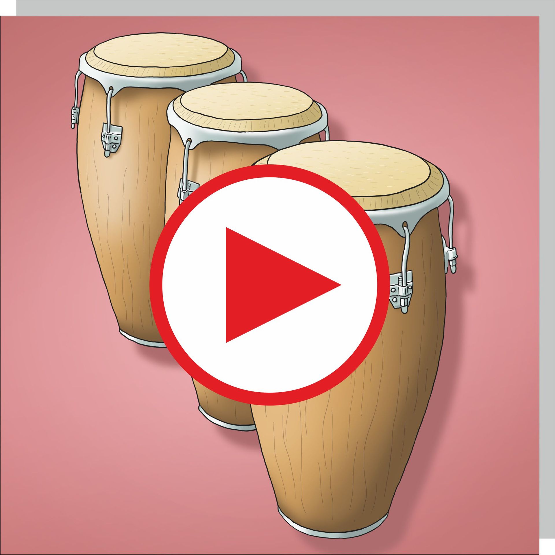 Musikinstrumente technisch genau und realistisch gezeichnet | Percussion | Pfeil zum Lehrvideo Congas