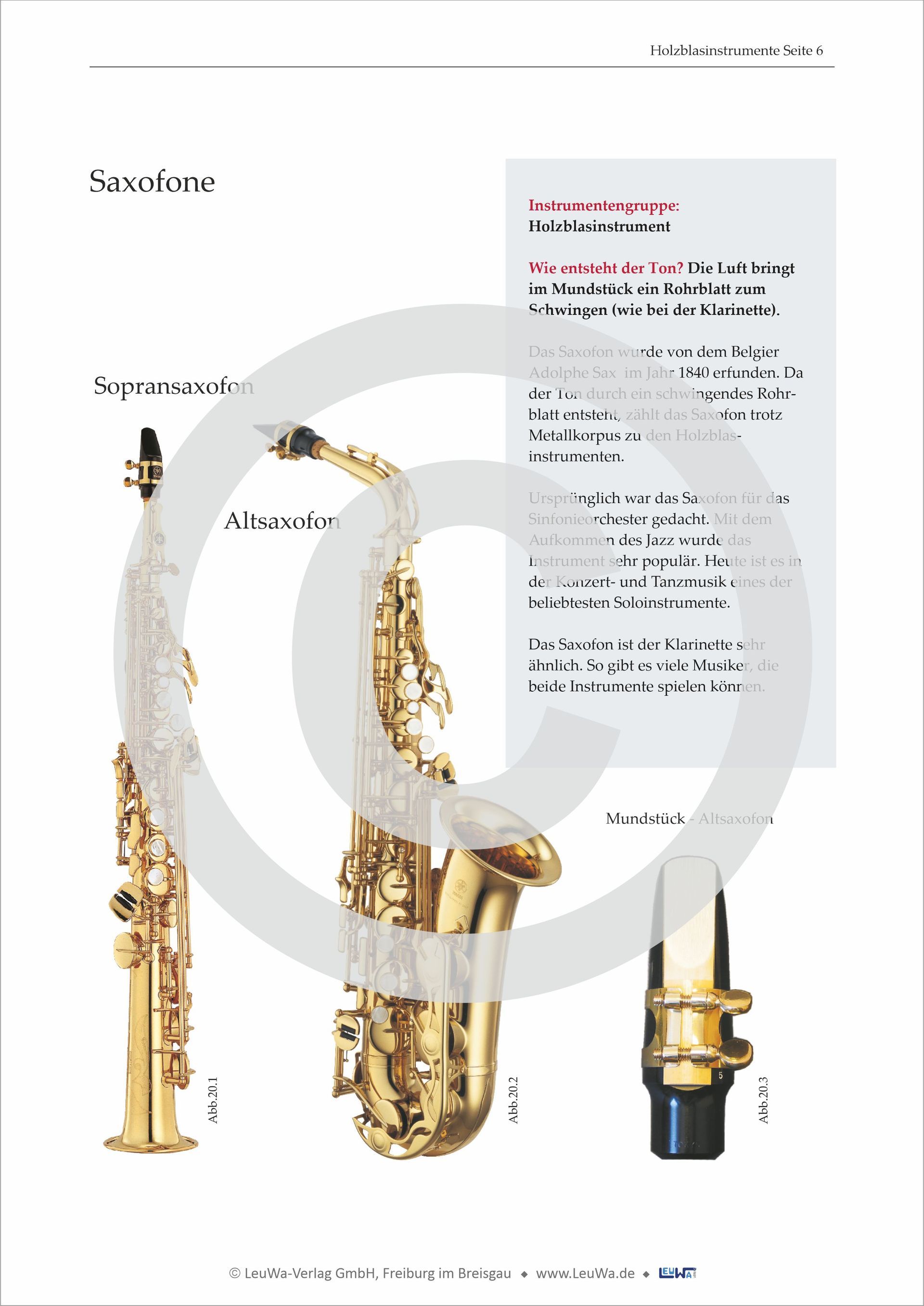 Arbeitsblätter Musikunterricht - Holzblasinstrumente kennenlernen Grundschule