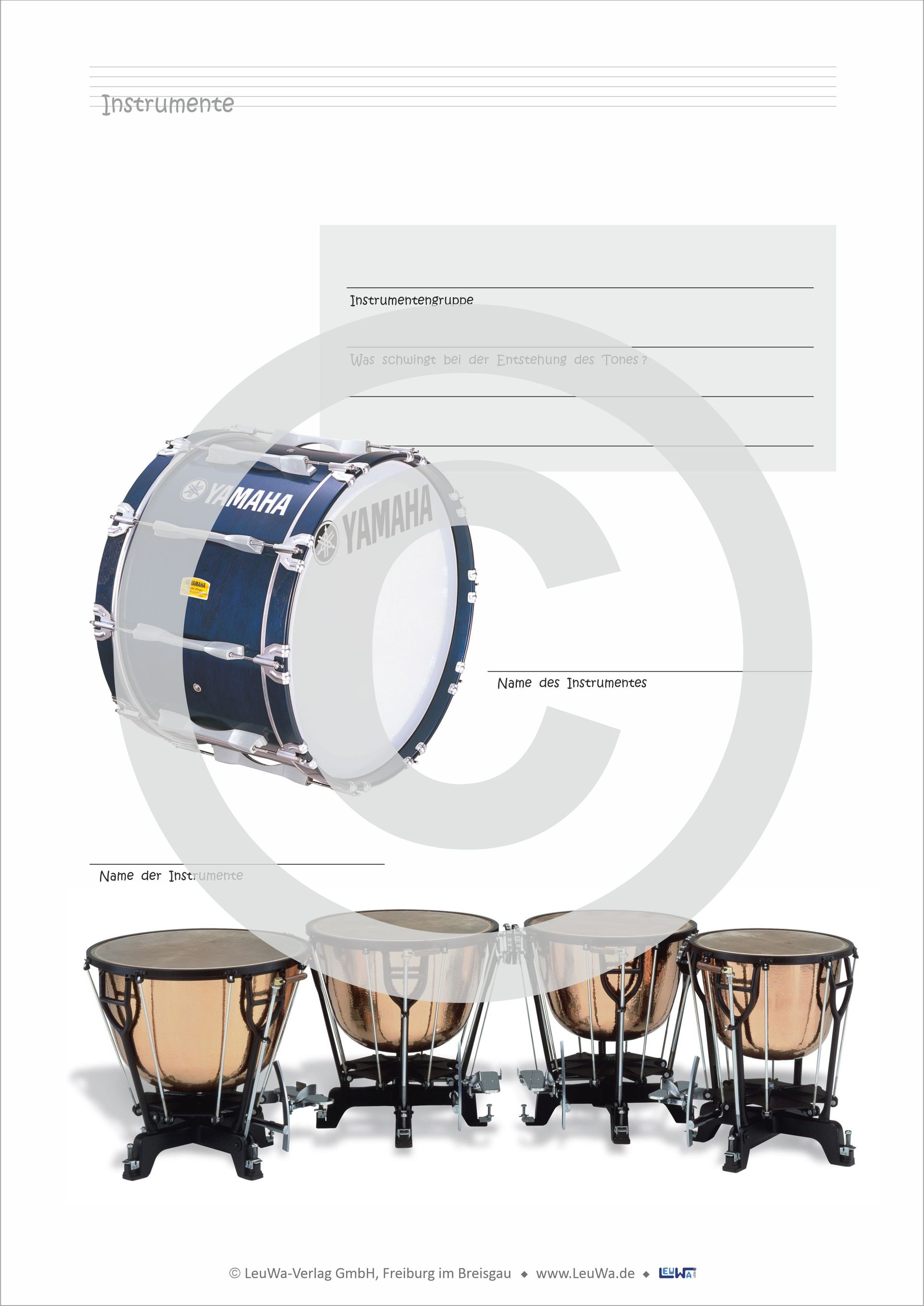 Arbeitsblätter Musikunterricht - Schlaginstrumente kennenlernen Grundschule