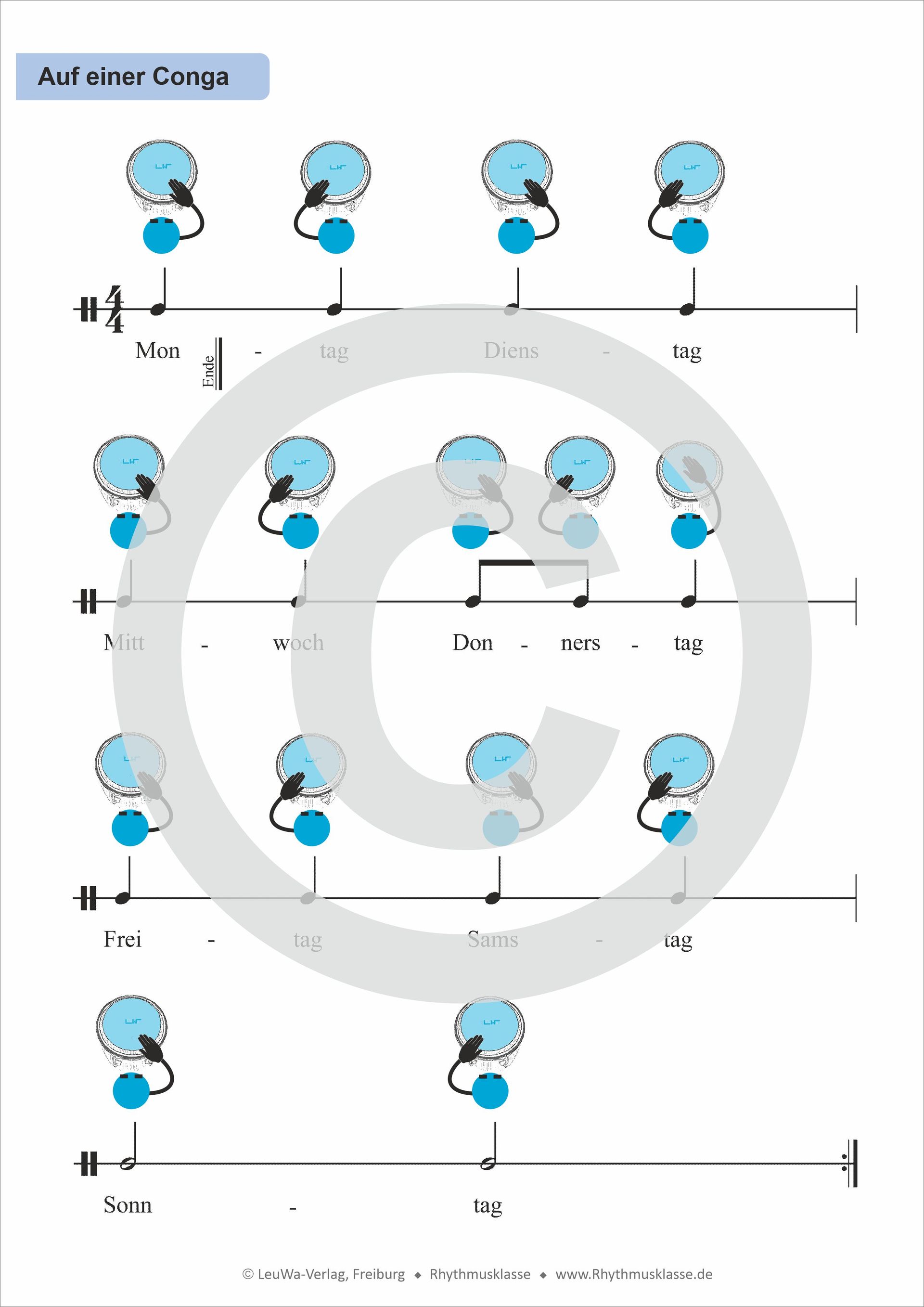 Conga lernen mit Bildsymbolen, Sprechsilben, Zählen ohne Notenkenntnisse | Trommeln mit Kinder | Rhythmusklasse Grundschule