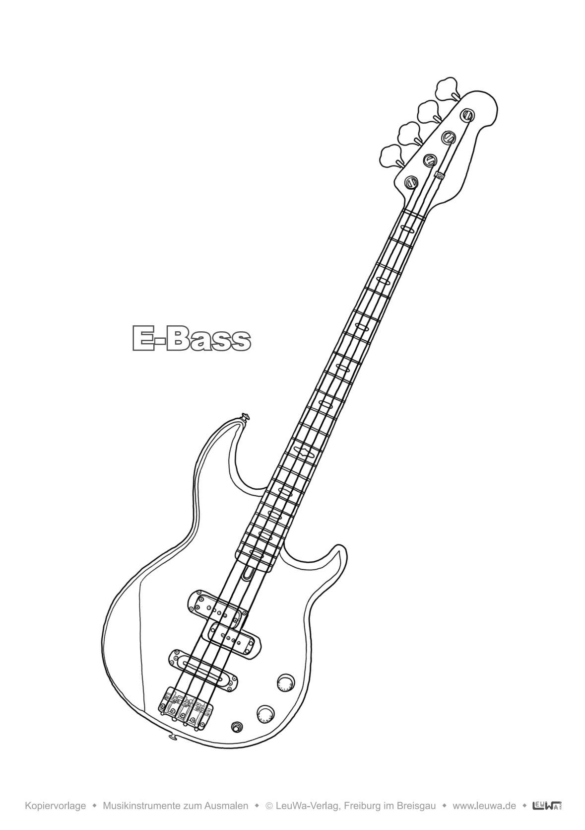 E-Bass Ausmalbild Musikinstrument