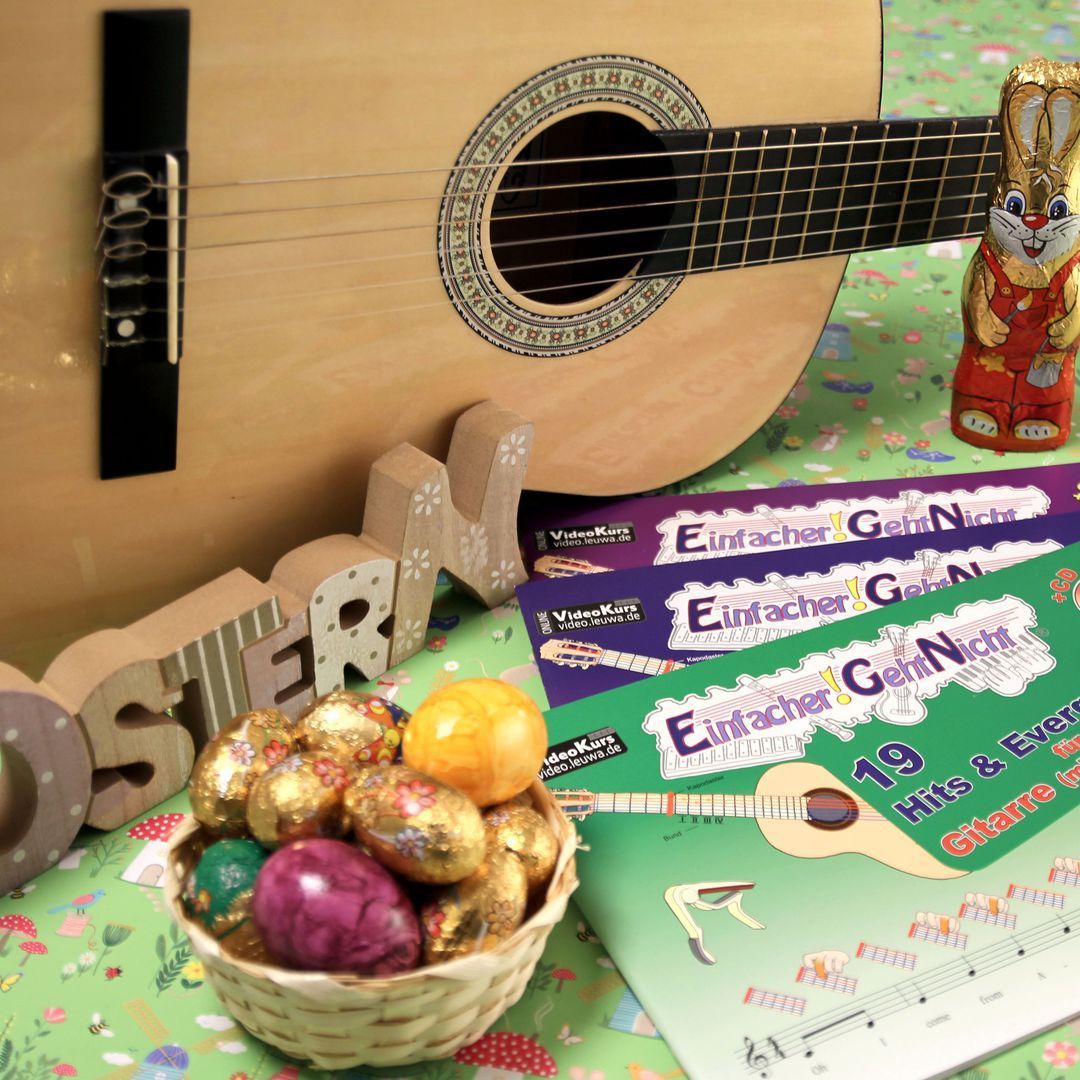 Geschenke zu Ostern | Gitarre Noten für Kinderlieder, Weihnachtslieder und Hits und Evergreens | ohne Notenkenntnisse