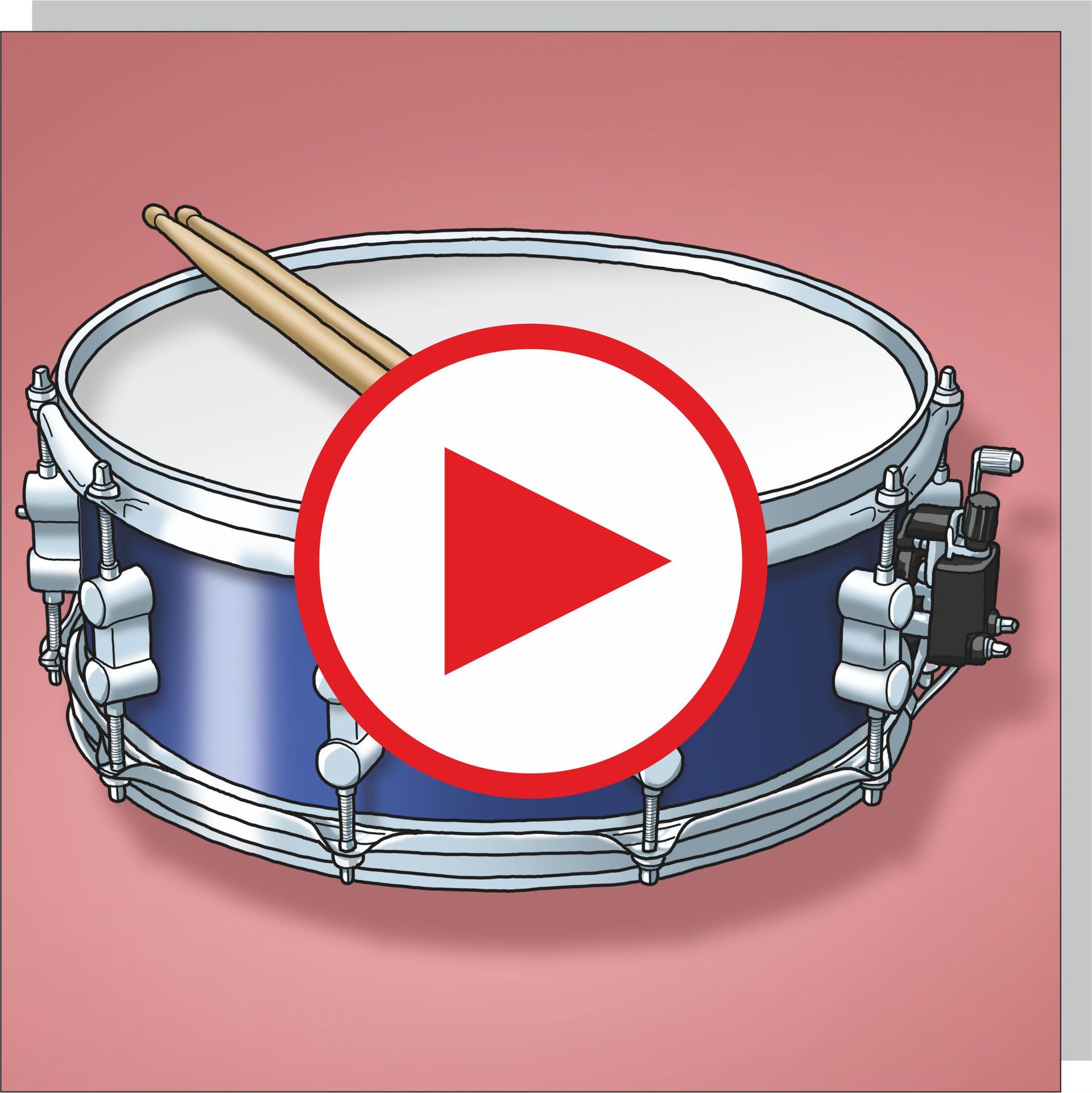 Musikinstrumente technisch genau und realistisch gezeichnet | Percussion | Pfeil zum Lehrvideo Snare Drum