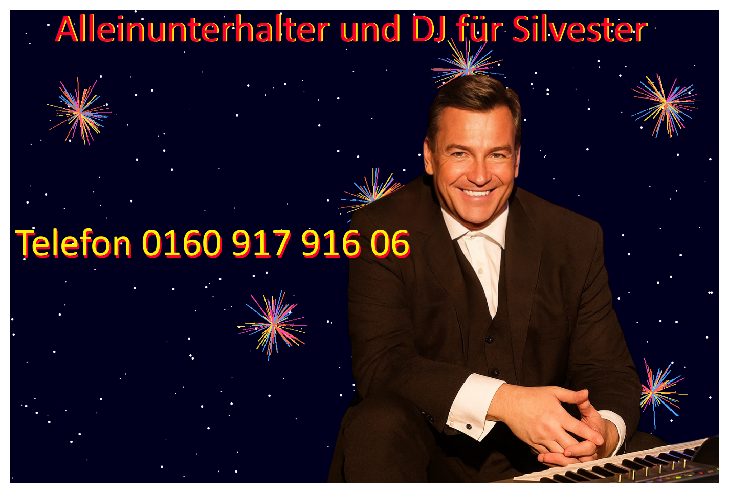 Alleinunterhalter für Silvester in Köln Livemusik, DJ & Stimmung in allen Stadtteilen! Alleinunterhalter für Silvester in Köln
Livemusik, DJ & Stimmung in allen Stadtteilen!