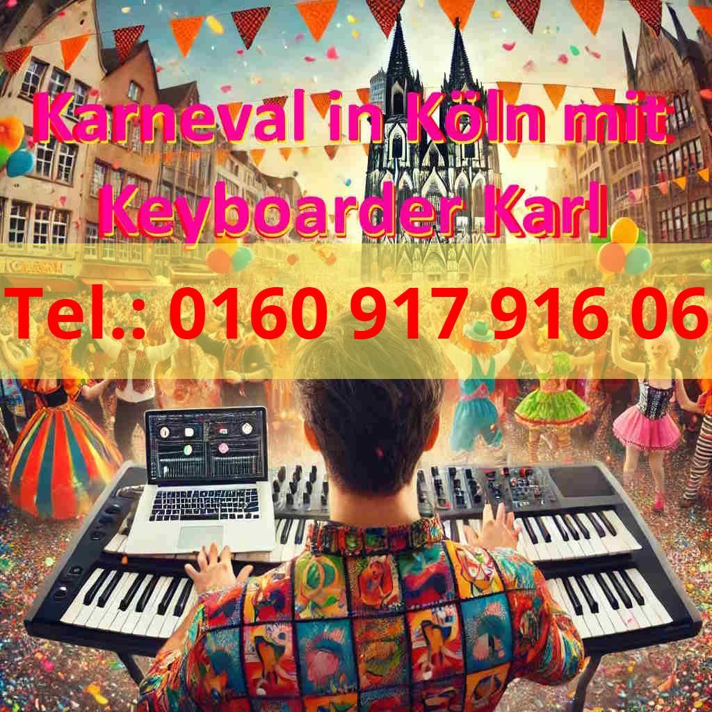 Karneval in Köln - Keyboarder Karl sorgt für super Stimmung im Kölner Karneval Karneval in Köln - Keyboarder Karl sorgt für super Stimmung im Kölner Karneval