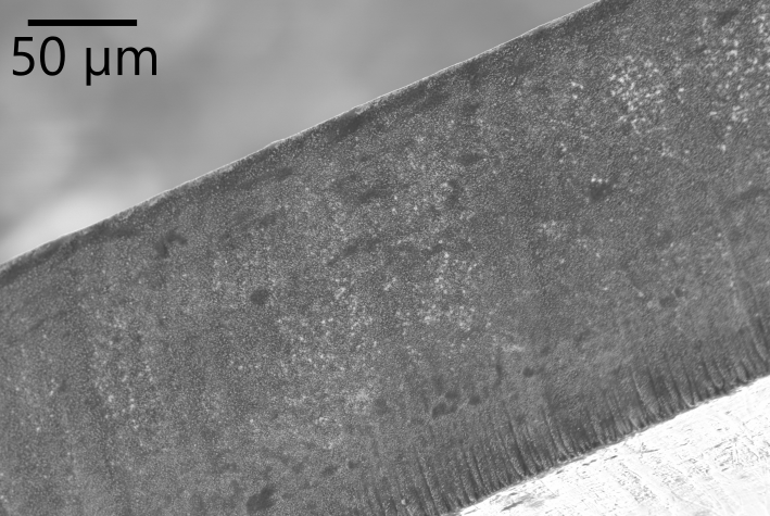 Perpendicular cutting edge Perpendicular cutting edge made by ultrashort pulse laser