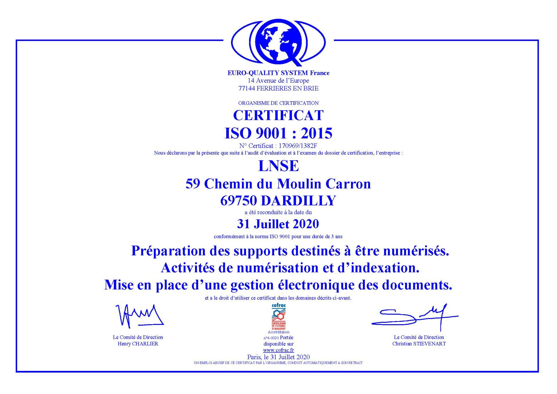 service numérisation certification service numérisation certification