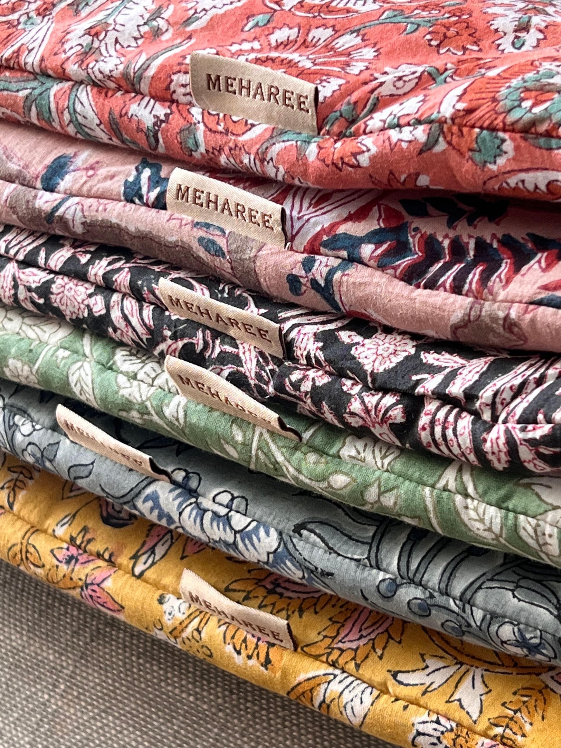 Sofa cover en block print indien, sofa cover déco, fabriqué en France