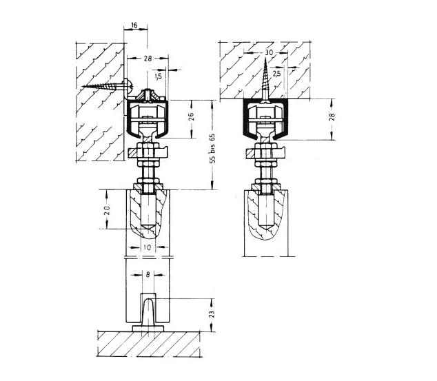 ABO-Schiebetürbeschlag ABO-Schiebetürbeschlag Schnittzeichnung