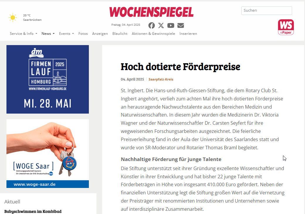 Printscreen des Artikels als Platzhalter