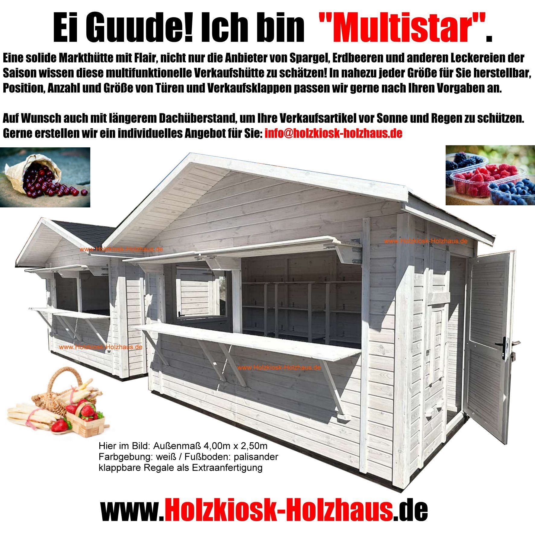 Eine multifunktionelle Markthütte, Verkaufshütte oder Eventhütte in stylischer Farbgebung Markthütte, Verkaufshütte, Eventhütte Modell