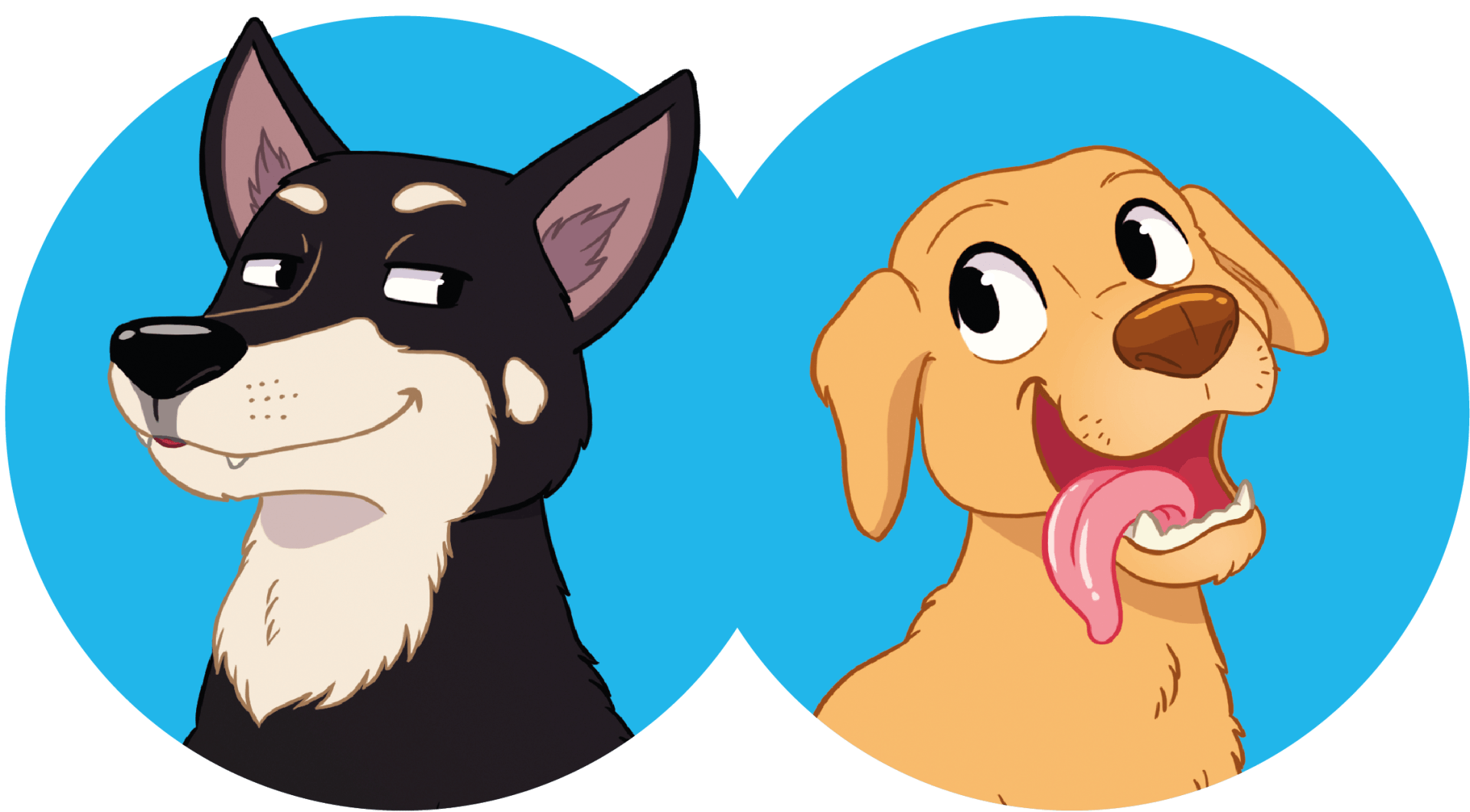 Online Hundetrainer für akute Probleme und Ernährungsberatung Logo mit zwei Hunden