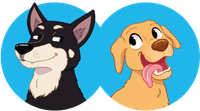 Online Hundetrainer für akute Probleme und Ernährungsberatung Logo mit zwei Hunden