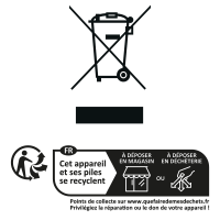 Consignes de tri : Cet appareil et des piles se recyclent