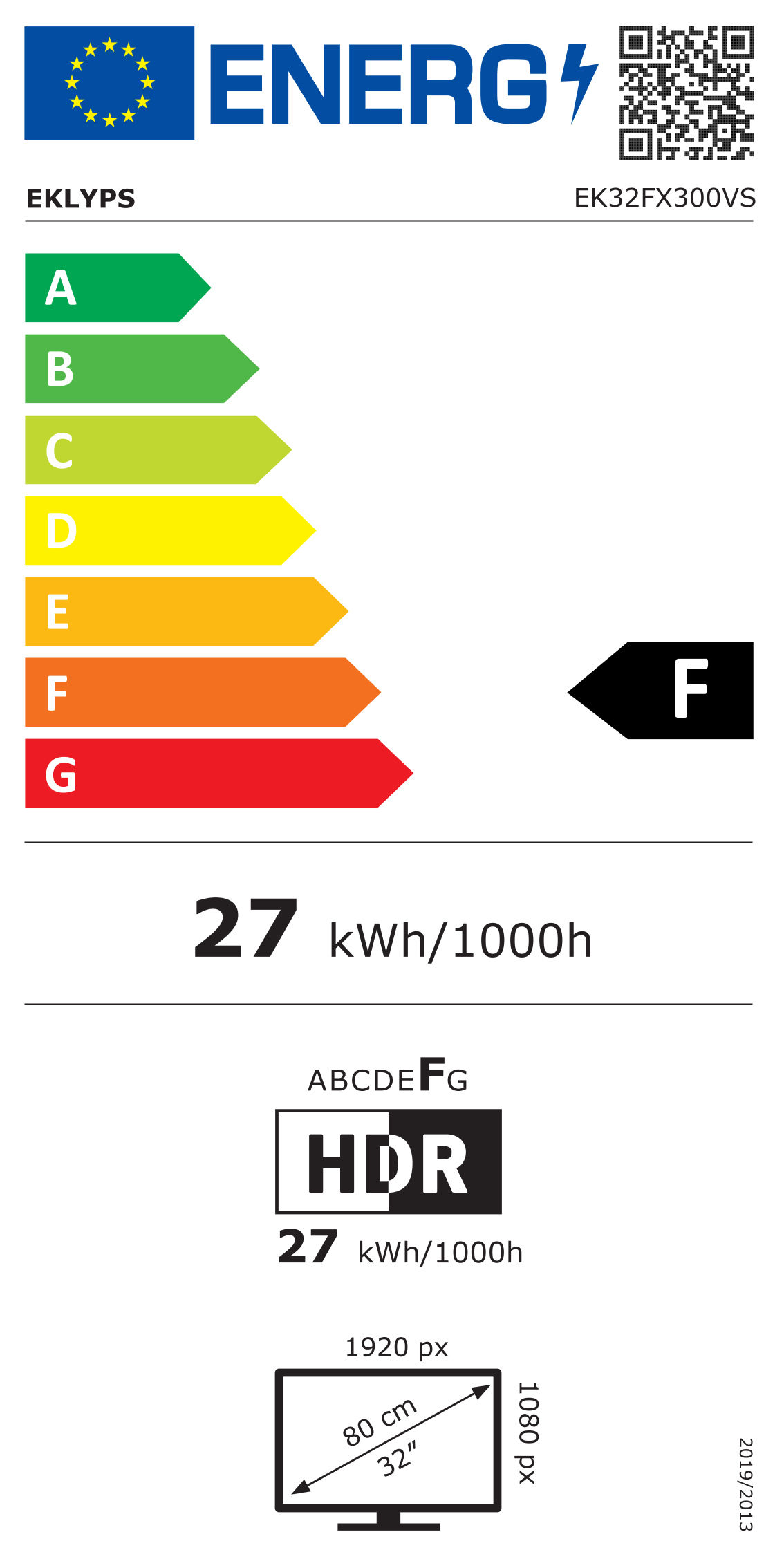 Télécharger l'étiquette énergétique classement F du téléviseur EK32FX300VS