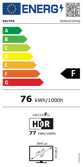 Télécharger l'étiquette énergétique classement F du téléviseur EK55UX310VSQ