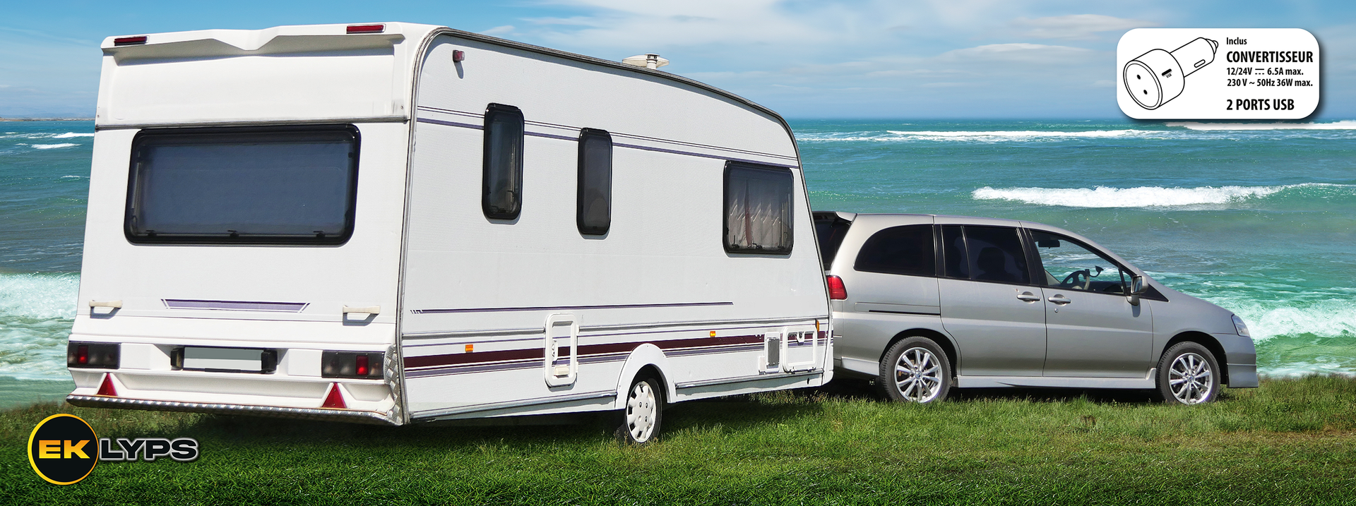 Utilisez votre téléviseur dans votre camping-car, caravane, van, voiture et bateau grâce à son convertisseur 12/24V 220V.