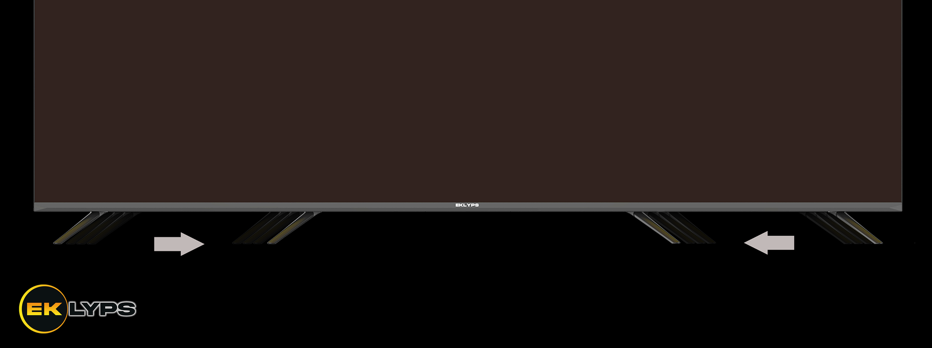 Déportez les pieds vers le centre de l’écran en utilisant le Kit pied VESA qui se fixe à l’arrière de votre téléviseur.