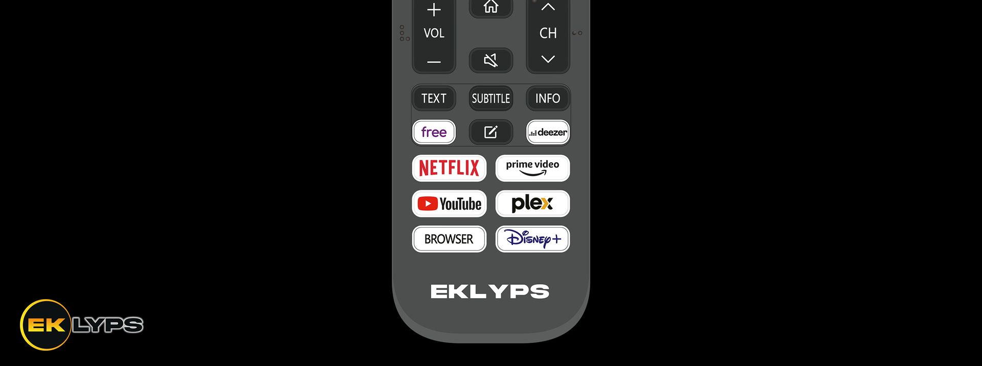 Accédez aux chaînes NETFLIX, YOUTUBE, PRIME VIDEO, DISNEY + grâce aux touches programmées de la télécommande.