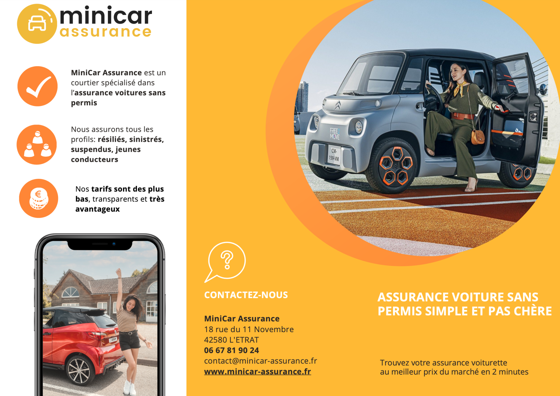 Brochure MiniCar Assurance 2022 Prix assurance voiture sans permis