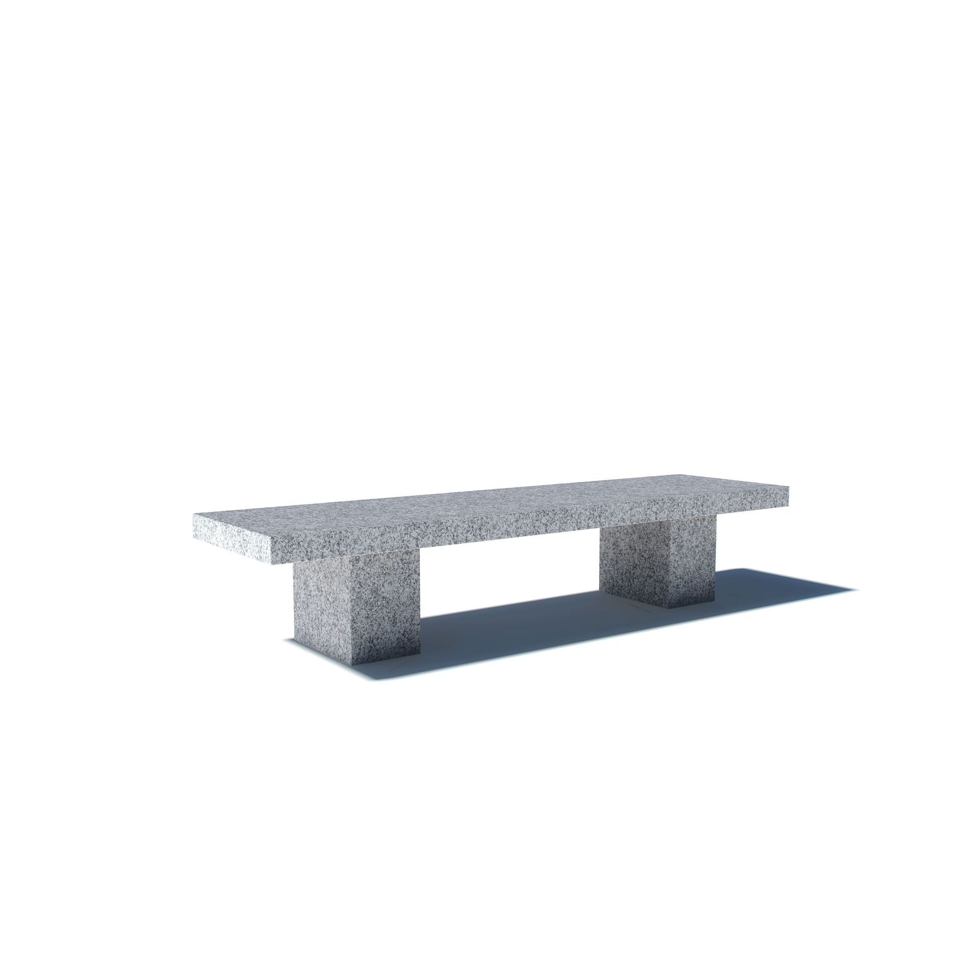 Banquette en granit gris scié. Longueur: 2,20 mètres.