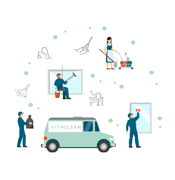 Vita Clean Auto mit Mitarbeitern der Reinigungsfirma Heidelberg