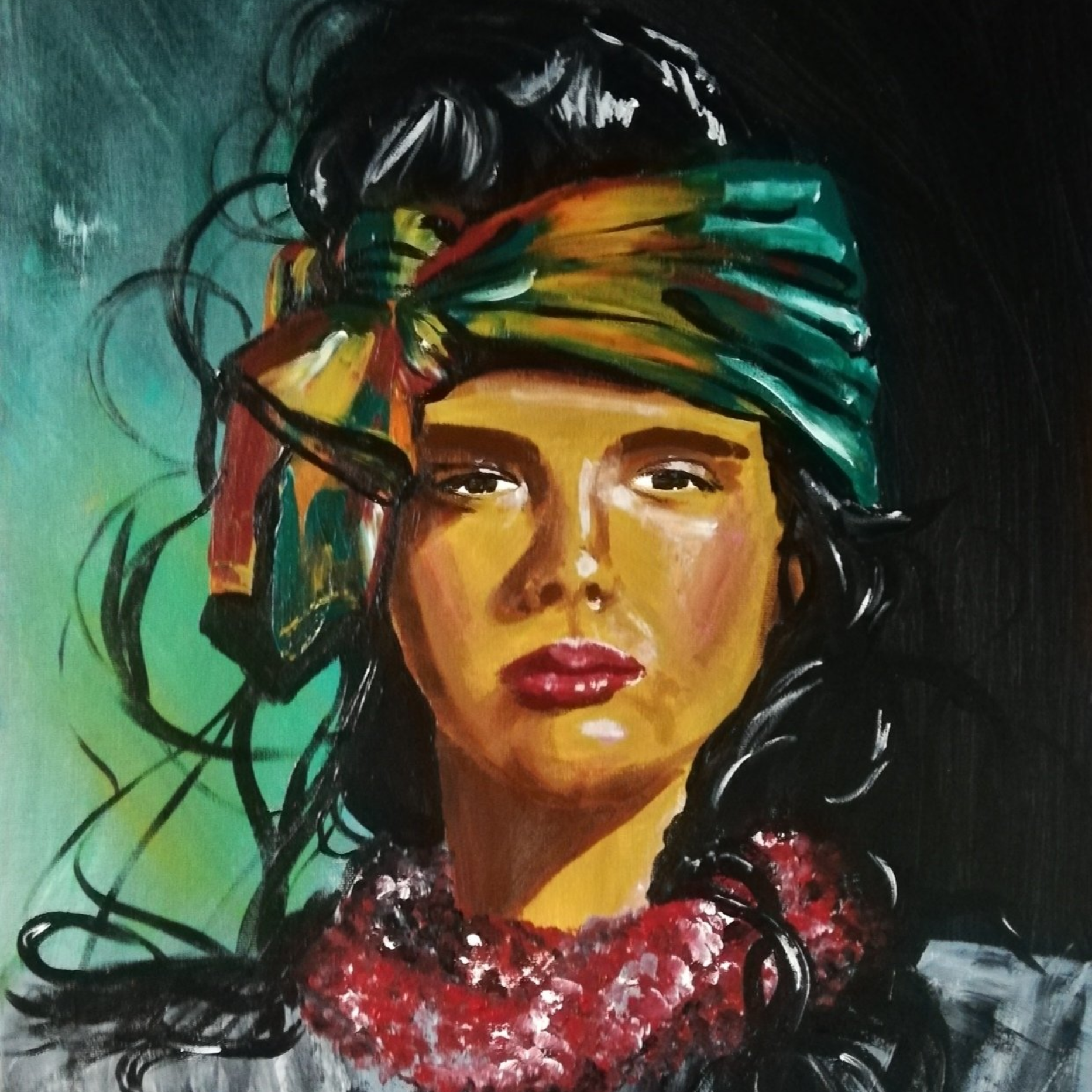 Acryl Original von Anna Beer – Frau, handgemalt